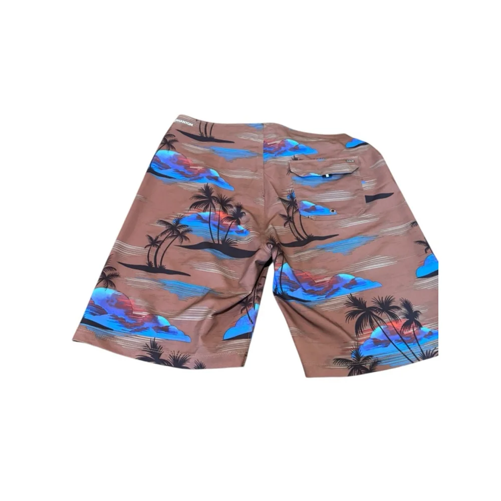 Men's Hurley Board Shorts Size 32 Brown Palm Tree Print
